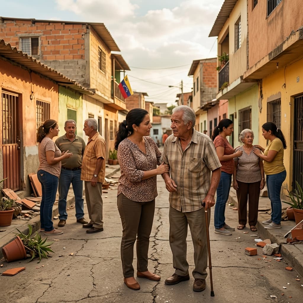Vecinos ayudándose entre sí tras el sismo